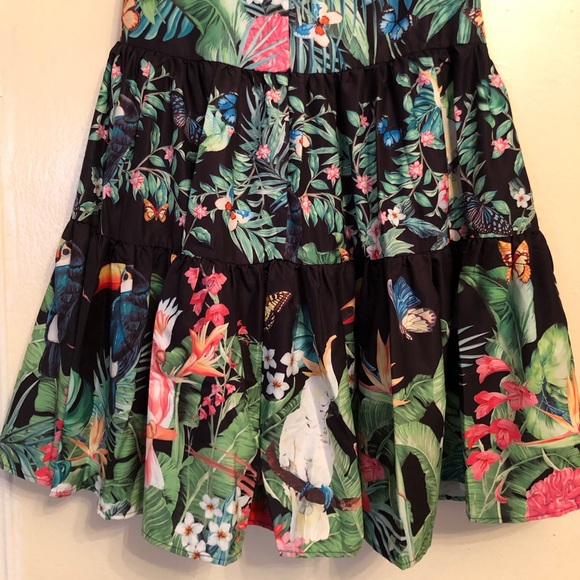 Black Jungle Print A-Line Midi Skirt - Picture 5 of 6